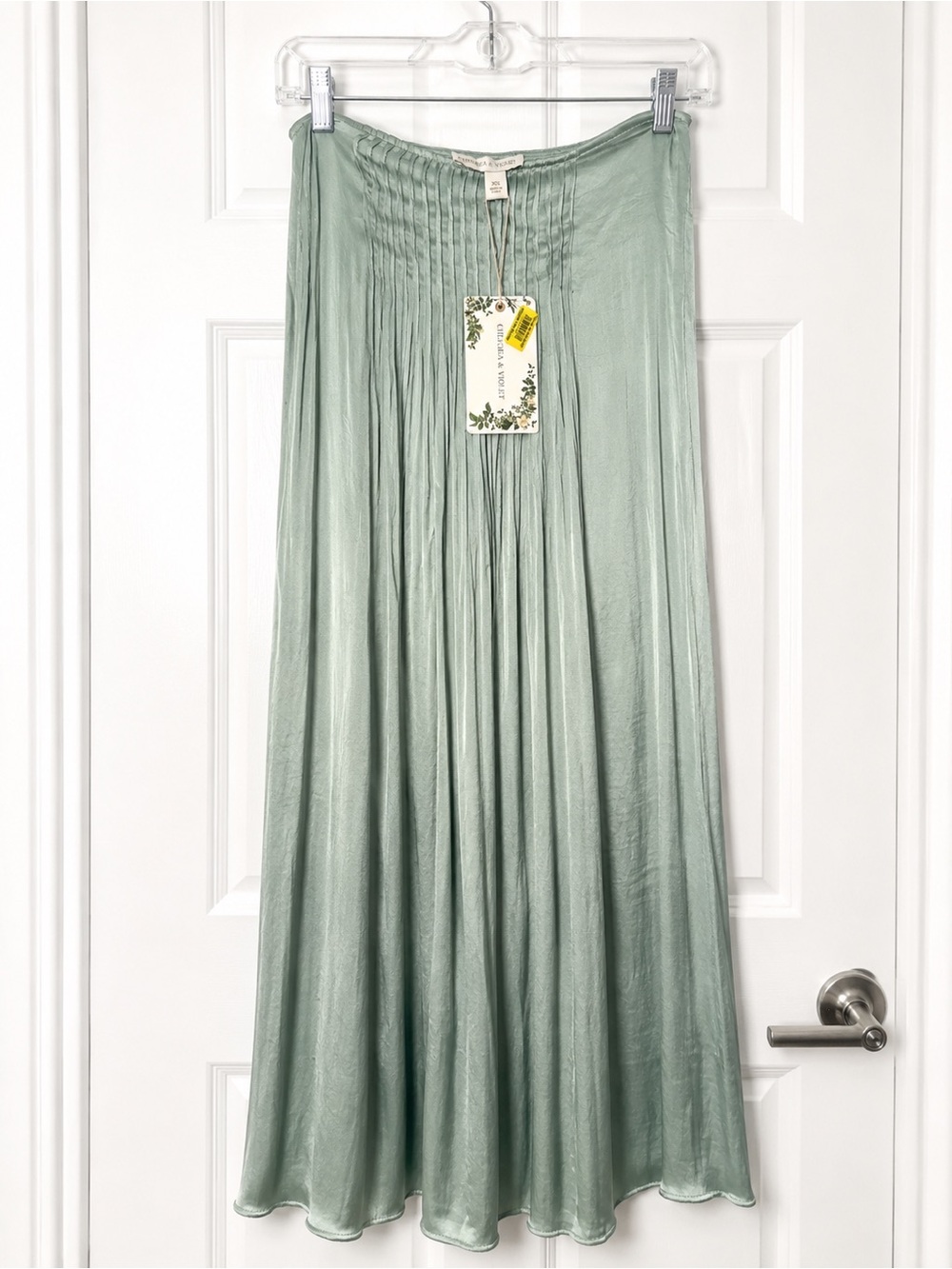 Chelsea & Violet Sage Green Pleated Maxi Skirt